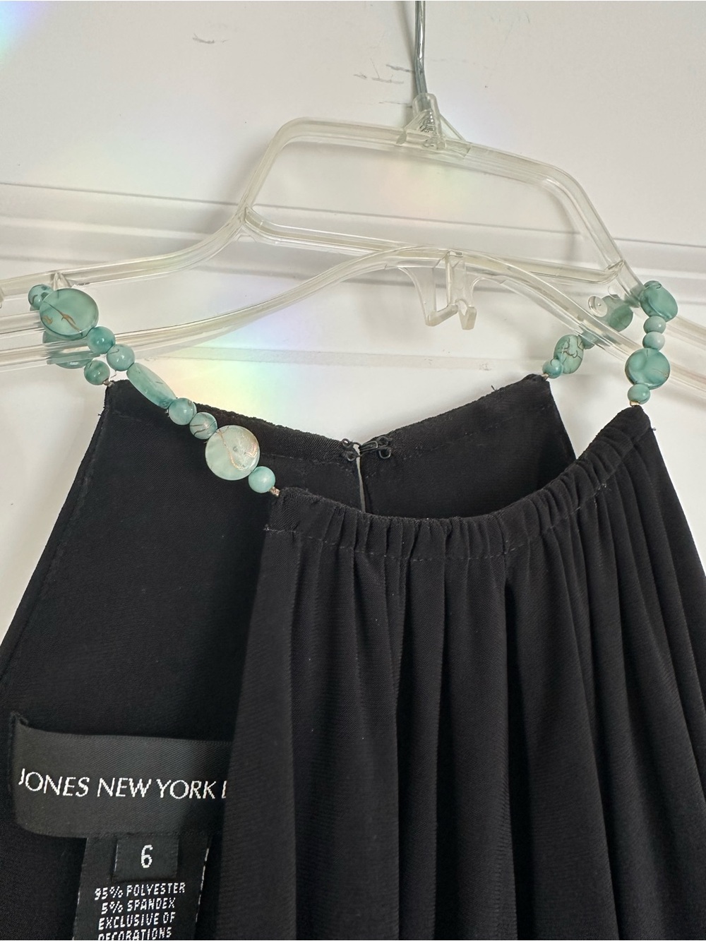 Jones New York Black Halter Ruched neckline with Turquoise Dress